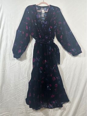 Lane Bryant black floral velvet dress